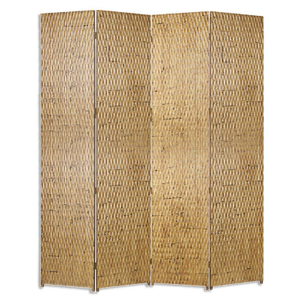 84" Silver Wood Folding Four Panel Screen Room Divider HomeRoots