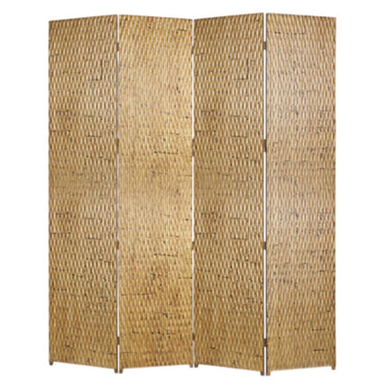 84" Silver Wood Folding Four Panel Screen Room Divider HomeRoots