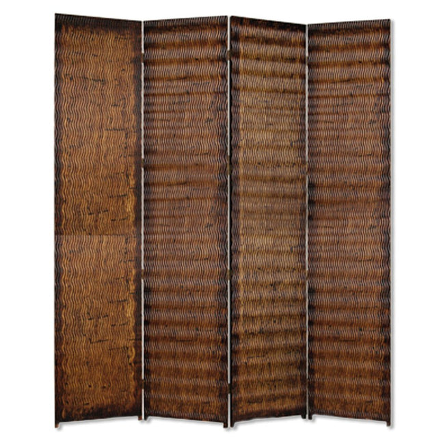 84" Brown Wood Folding Four Panel Screen Room Divider HomeRoots