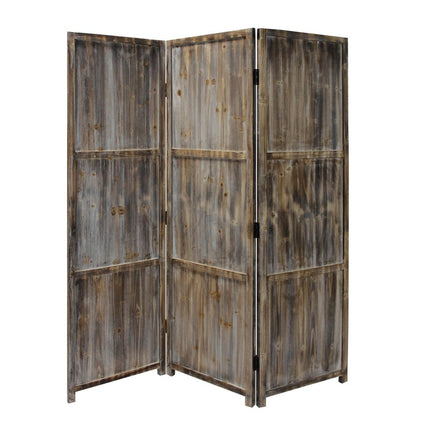 72" Brown Wood Folding Three Panel Screen Room Divider HomeRoots