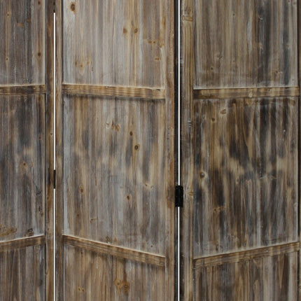 72" Brown Wood Folding Three Panel Screen Room Divider HomeRoots