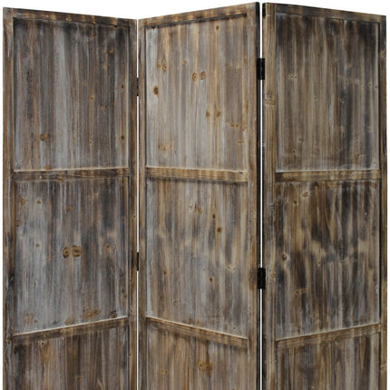 72" Brown Wood Folding Three Panel Screen Room Divider HomeRoots