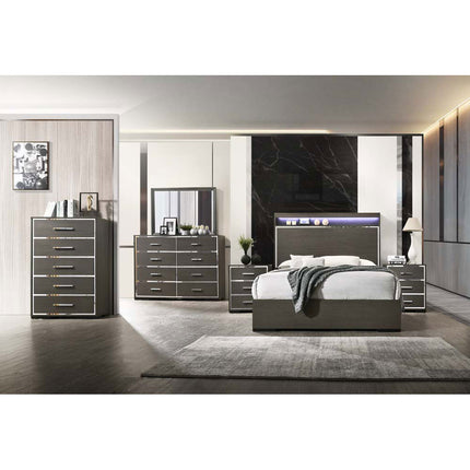 ACME 27650Q Escher Queen Bed, LED & Gray Oak