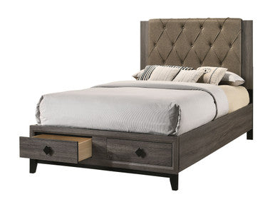 ACME 27667EK Avantika Eastern King Bed with Storage, Fabric & Rustic Gray Oak ACME Furniture