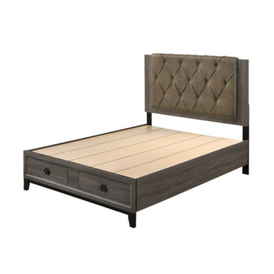 ACME 27670Q Avantika Queen Bed with Storage, Fabric & Rustic Gray Oak ACME Furniture