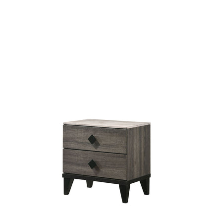 ACME 27673 Avantika Nightstand, Faux Marble & Rustic Gray Oak