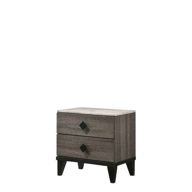 ACME 27673 Avantika Nightstand, Faux Marble & Rustic Gray Oak