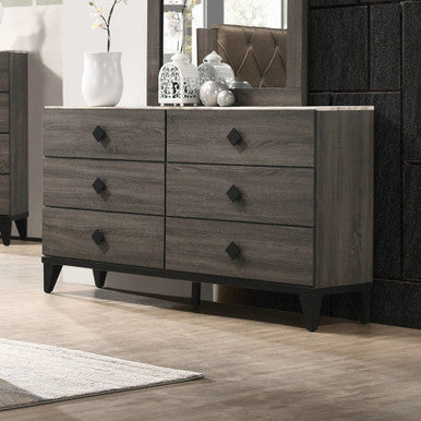 ACME 27675 Avantika Dresser, Faux Marble & Rustic Gray Oak ACME Furniture