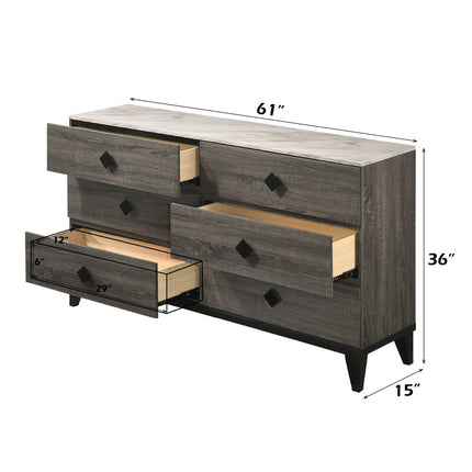 ACME 27675 Avantika Dresser, Faux Marble & Rustic Gray Oak