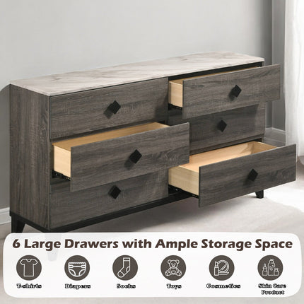 ACME 27675 Avantika Dresser, Faux Marble & Rustic Gray Oak