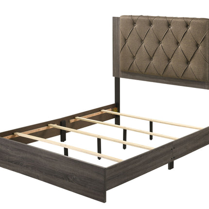 ACME 27677EK Avantika Eastern King Bed, Fabric & Rustic Gray Oak