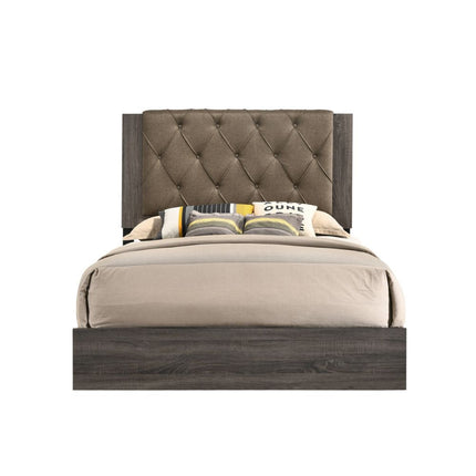 ACME 27680Q Avantika Queen Bed, Fabric & Rustic Gray Oak