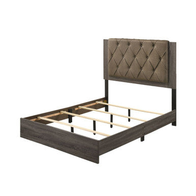 ACME 27680Q Avantika Queen Bed, Fabric & Rustic Gray Oak ACME Furniture