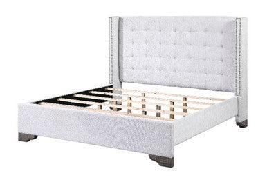ACME 27697EK Artesia Eastern King Bed, Tan Fabric & Salvaged Natural Finish ACME Furniture