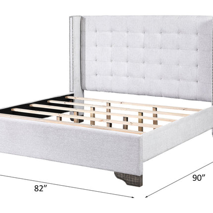 ACME 27697EK Artesia Eastern King Bed, Tan Fabric & Salvaged Natural Finish