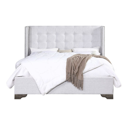 ACME 27700Q Artesia Queen Bed, Tan Fabric & Salvaged Natural Finish