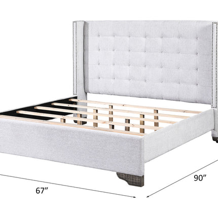 ACME 27700Q Artesia Queen Bed, Tan Fabric & Salvaged Natural Finish