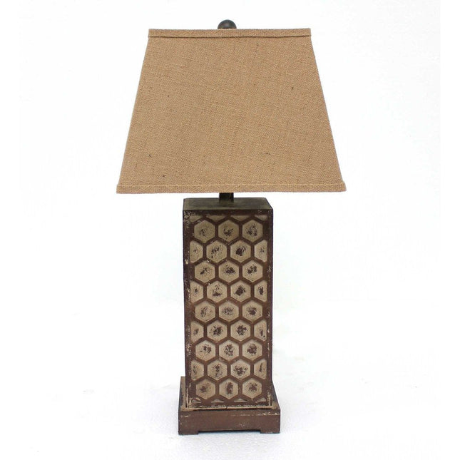 29" Brown Solid Wood Bedside Table Lamp With Brown Shade HomeRoots