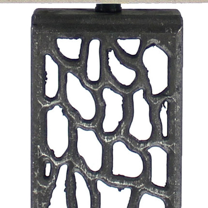 29" Distressed Black Metal Bedside Lamp With Beige Shade HomeRoots