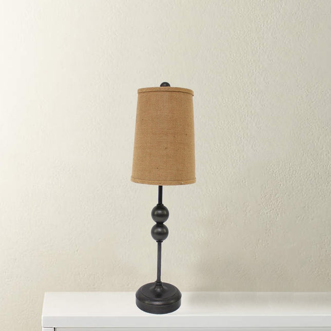29" Bronze Bedside Lamp With Brown Shade HomeRoots