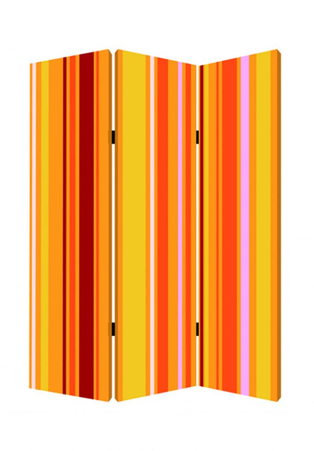 72" Orange And Yellow Canvas Folding Three Panel Screen Room Divider HomeRoots