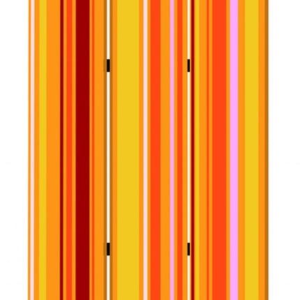 72" Orange And Yellow Canvas Folding Three Panel Screen Room Divider HomeRoots
