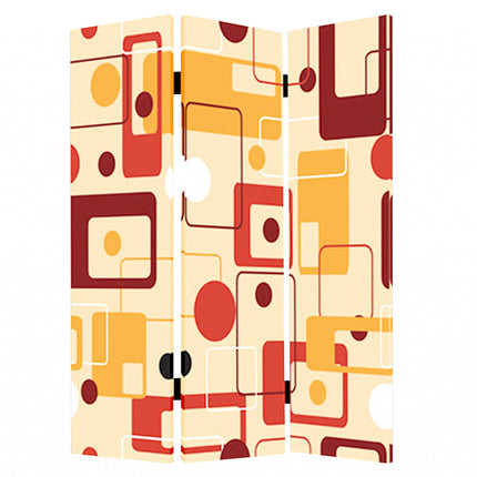 72" Orange And Yellow Canvas Folding Three Panel Screen Room Divider HomeRoots