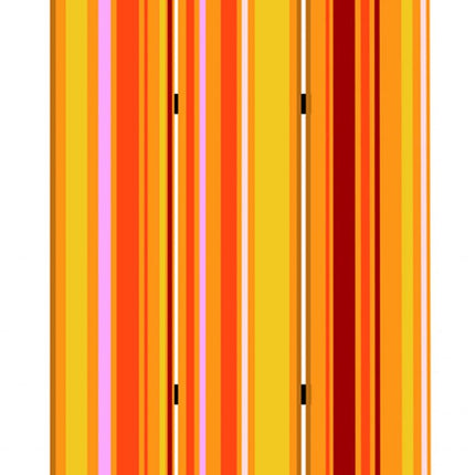 72" Orange And Yellow Canvas Folding Three Panel Screen Room Divider HomeRoots