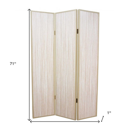 71" Beige Folding Three Panel Screen Room Divider HomeRoots