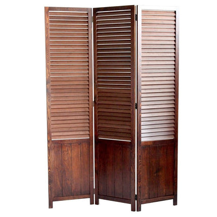 67" Brown Wood Folding Three Panel Screen Room Divider HomeRoots