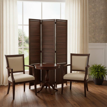 67" Brown Wood Folding Three Panel Screen Room Divider HomeRoots