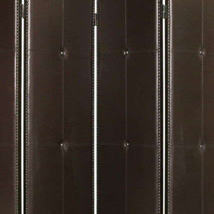 84" Brown Faux Leather Folding Four Panel Screen Room Divider HomeRoots