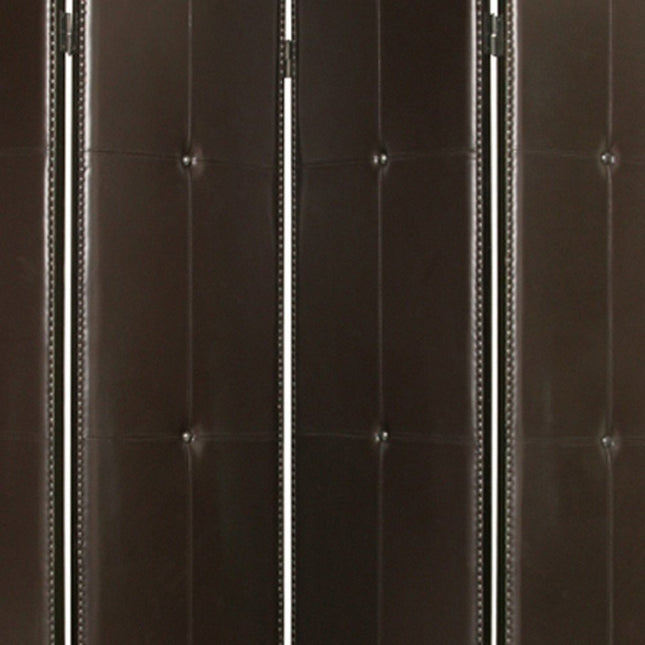 84" Brown Faux Leather Folding Four Panel Screen Room Divider HomeRoots