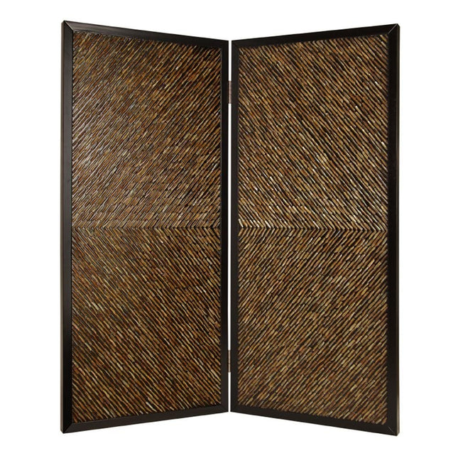 84" Brown Folding Two Panel Screen Room Divider HomeRoots