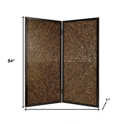 84" Brown Folding Two Panel Screen Room Divider HomeRoots