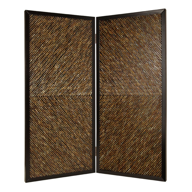 84" Brown Folding Two Panel Screen Room Divider HomeRoots