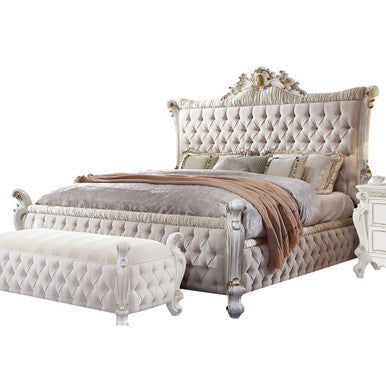 ACME 27874CK Picardy Fabric & Antique Pearl Bed ACME Furniture