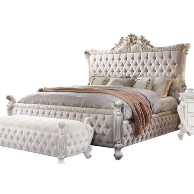 ACME 27877EK Picardy Fabric & Antique Pearl Bed ACME Furniture