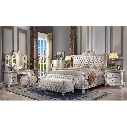 ACME Furniture 27880Q Picardy Fabric & Antique Pearl Bed ACME Furniture