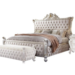 ACME Furniture 27880Q Picardy Fabric & Antique Pearl Bed ACME Furniture