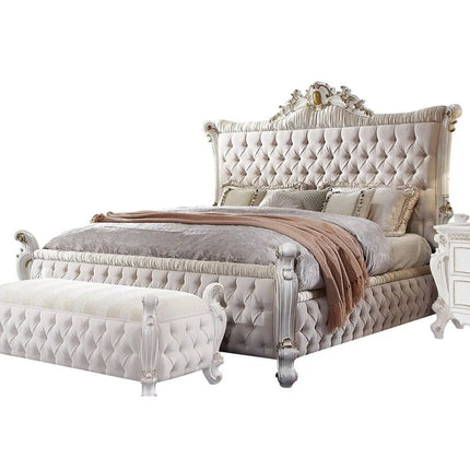 ACME Furniture 27880Q Picardy Fabric & Antique Pearl Bed ACME Furniture