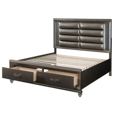 ACME 27937EK Sadie Bed, PU & Dark Champagne ACME Furniture