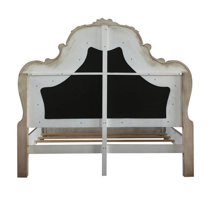 ACME 28164CK Dresden California King Bed, Vintage Bone White & PU
