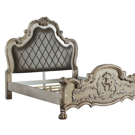 ACME 28164CK Dresden California King Bed, Vintage Bone White & PU