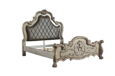 ACME 28164CK Dresden California King Bed, Vintage Bone White & PU ACME Furniture