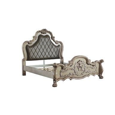 ACME 28170Q Dresden Queen Bed, Vintage Bone White & PU ACME Furniture