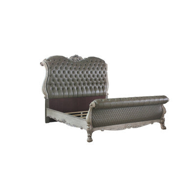 ACME 28187EK Dresden Eastern King Bed, Vintage Bone White & PU ACME Furniture