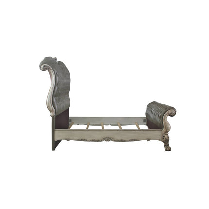 ACME 28190Q Dresden Queen Bed, Vintage Bone White & PU