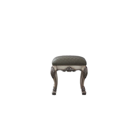 ACME 28195 Dresden Vanity Stool, Vintage Bone White & PU