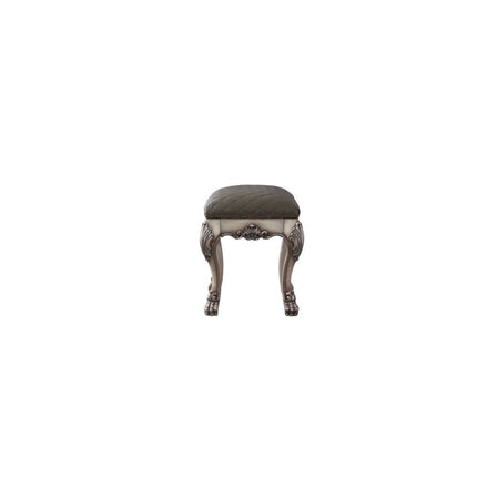 ACME 28195 Dresden Vanity Stool, Vintage Bone White & PU